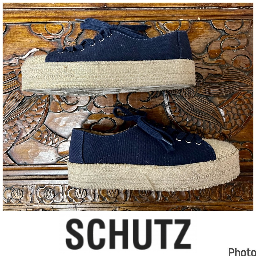 Schutz Clover Canvas Espadrille Flatform Sneakers